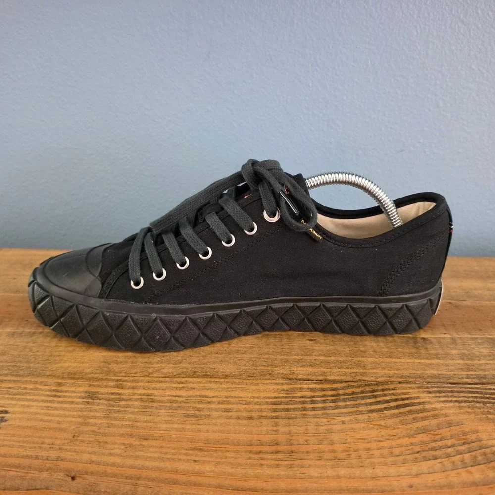 Palladium Mens Palla Ace Lo Canvas Sneaker Black Yellow 77014-FP Size 9.5 - Picture 6 of 10